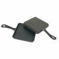 D14cm  Square Mini Cast Iron frying pan with wooden tray